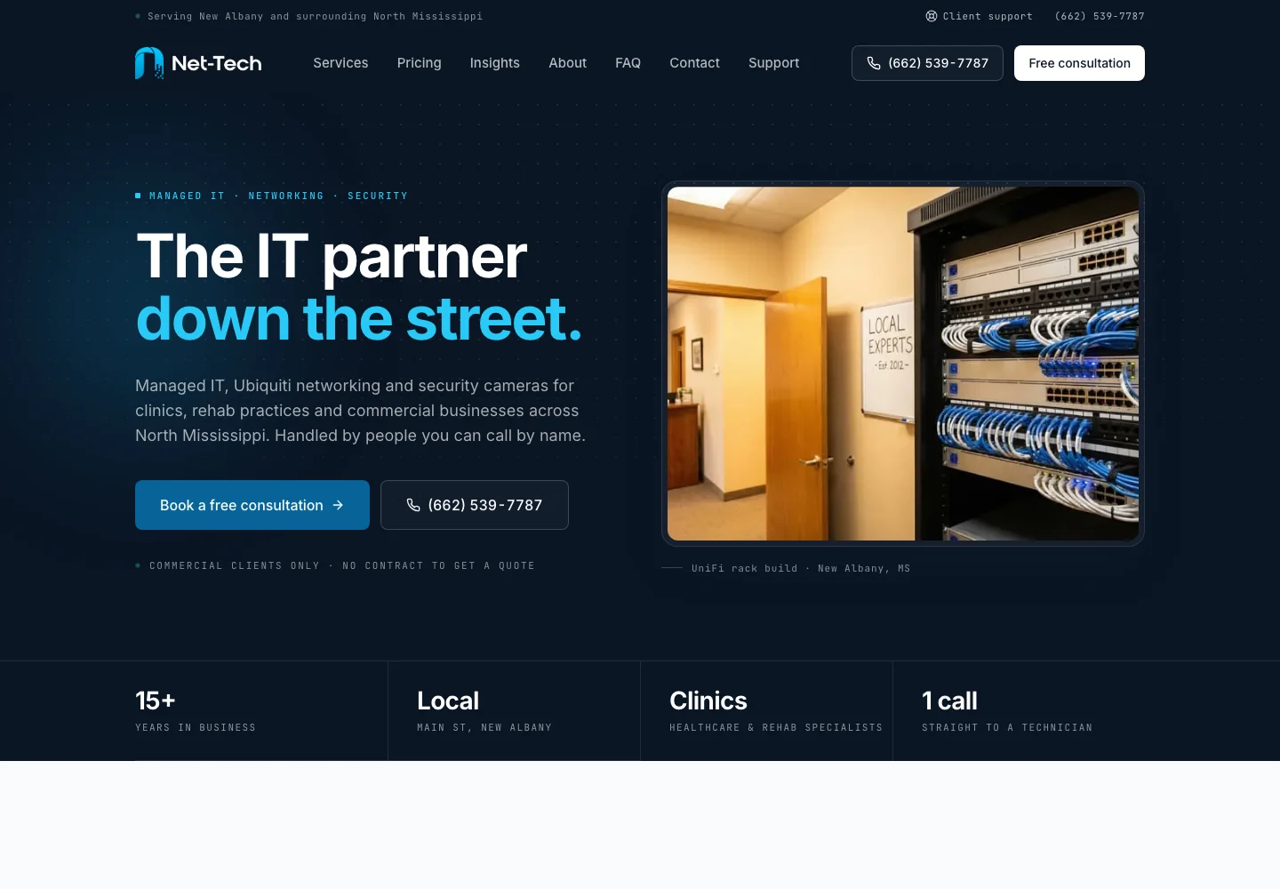 Desktop homepage of NetTech